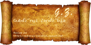 Gubányi Zenóbia névjegykártya